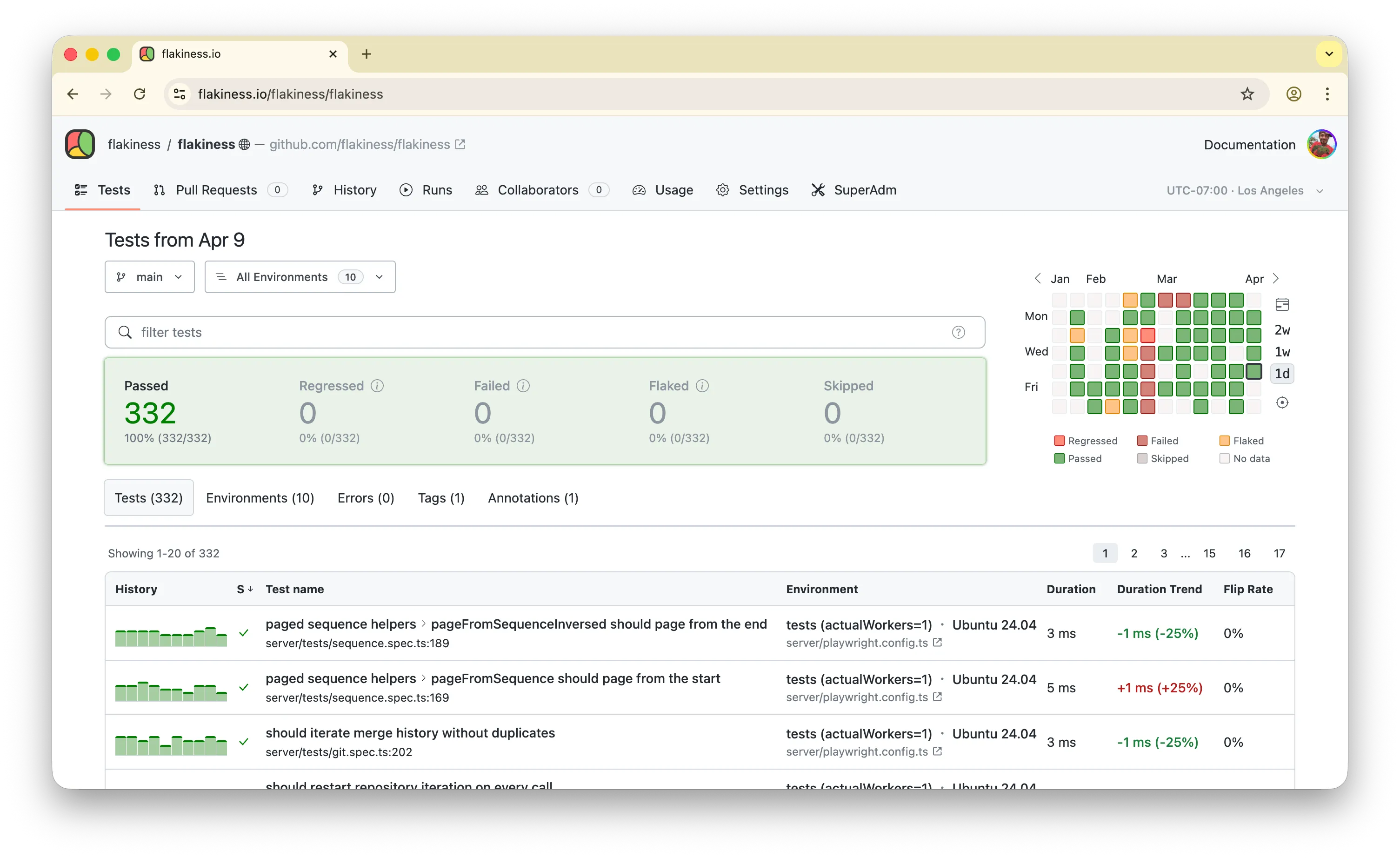 Polished tests view